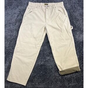 Stanley Mens Fleece Lined Work Pants Carpenter Beige Size 40x32